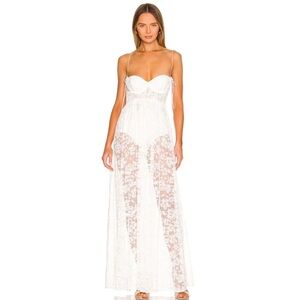 For Love & Lemons Lorena Maxi Dress White Lace XS